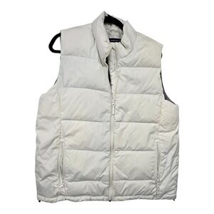 Land's End Goose Down Puffer Vest Womens Large 14-16 Ivory Winter White Outdoor